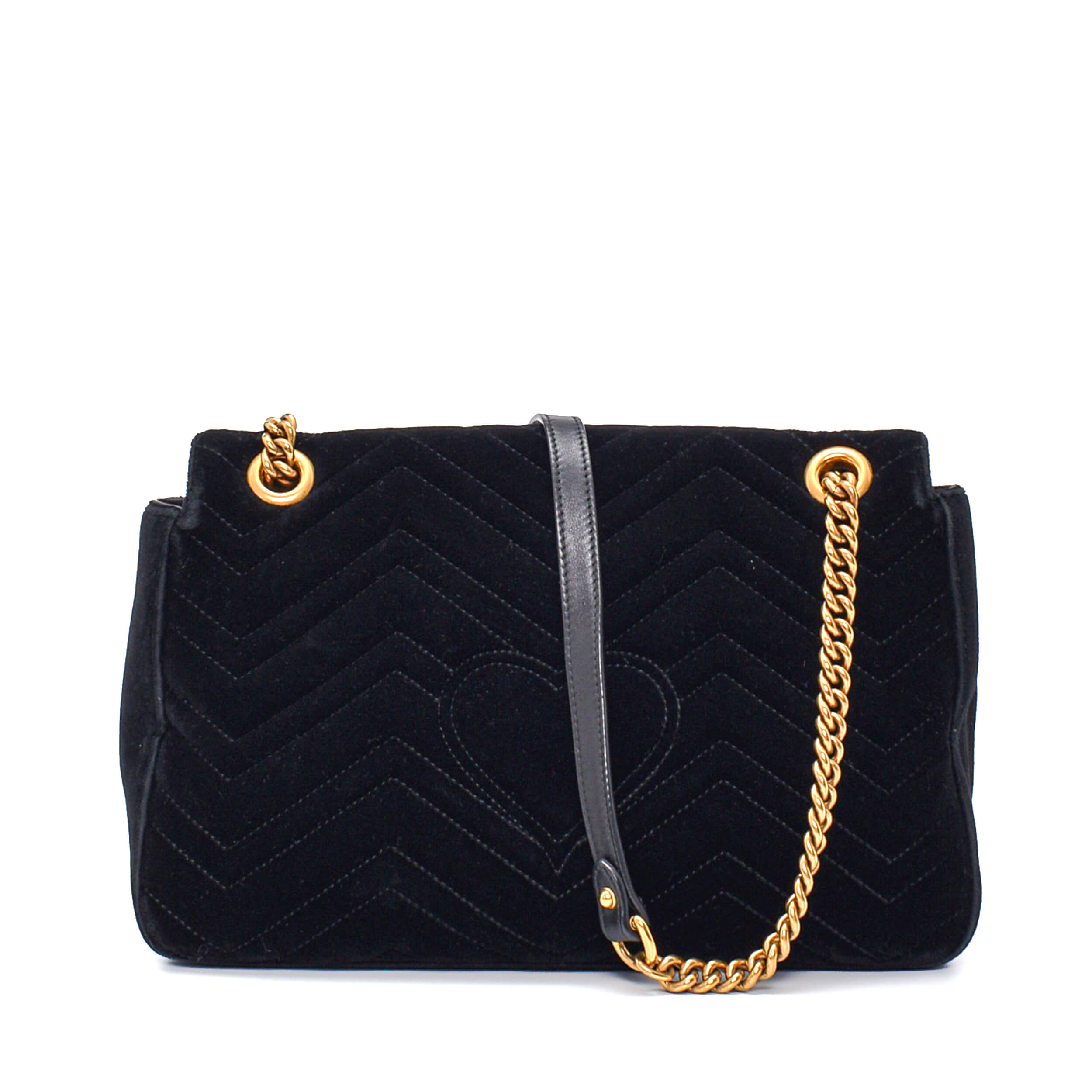 Gucci - Black Velvet Marmont Matelasse Large Bag